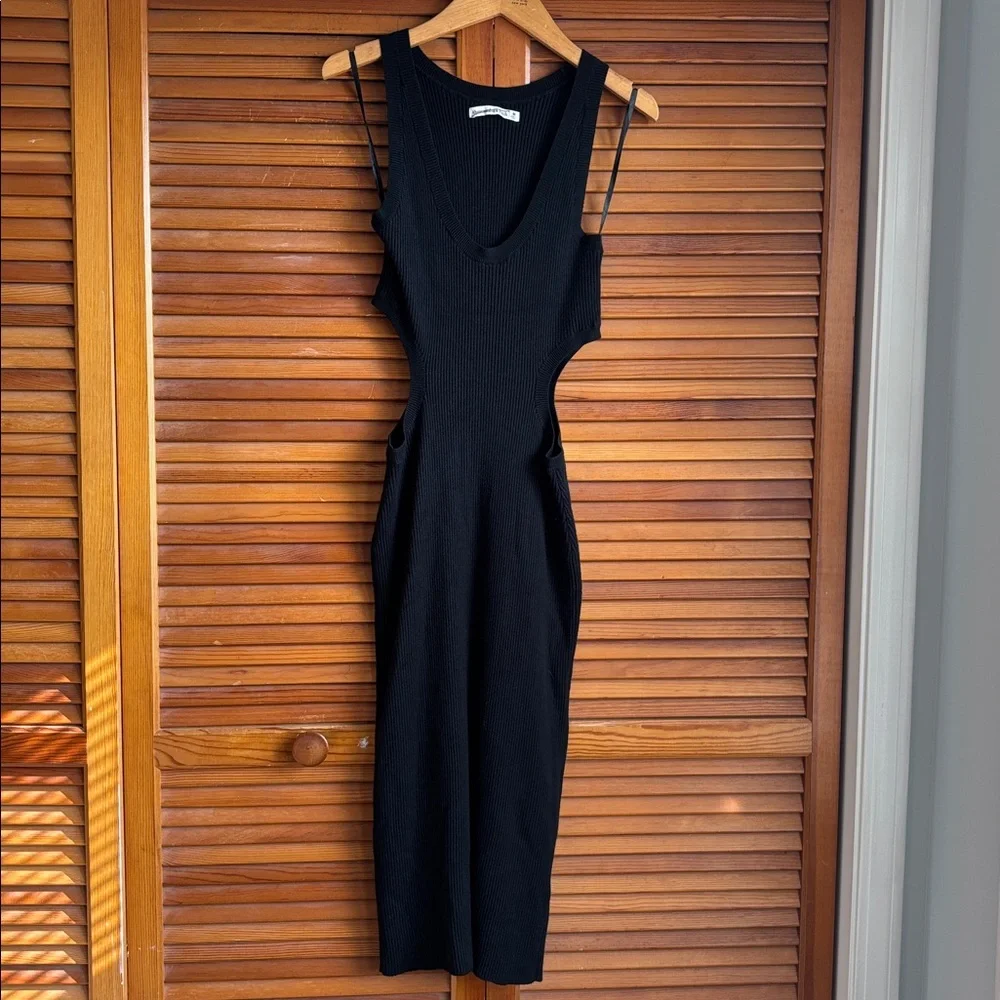 Abercrombie & Fitch  Black Cutout‎ Ribbed Tank Midi Dress Size M